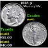 Image 1 : 1928-p Mercury Dime 10c Grades Select Unc