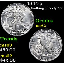 1944-p Walking Liberty Half Dollar 50c Grades Select Unc