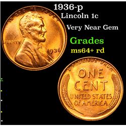 1936-p Lincoln Cent 1c Grades Choice+ Unc RD