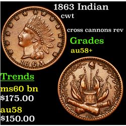1863 Indian Civil War Token 1c Grades Choice AU/BU Slider+