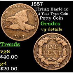 1857 Flying Eagle Cent 1c Grades vg details