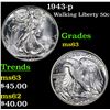 Image 1 : 1943-p Walking Liberty Half Dollar 50c Grades Select Unc