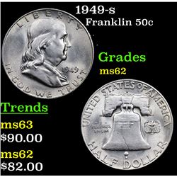 1949-s Franklin Half Dollar 50c Grades Select Unc