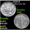 Image 1 : 1929-d Mercury Dime 10c Grades Select Unc