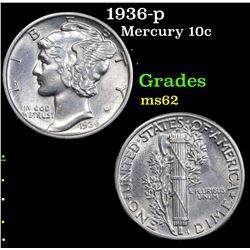 1936-p Mercury Dime 10c Grades Select Unc
