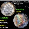 Image 1 : 1884-o Rainbow Toned Morgan Dollar $1 Grades Select Unc