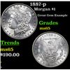 Image 1 : 1887-p Morgan Dollar $1 Grades GEM Unc