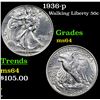 Image 1 : 1936-p Walking Liberty Half Dollar 50c Grades Choice Unc