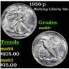 Image 1 : 1936-p Walking Liberty Half Dollar 50c Grades Select+ Unc