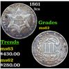 Image 1 : 1861 Three Cent Silver 3cs Grades Select Unc