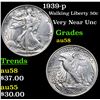 Image 1 : 1939-p Walking Liberty Half Dollar 50c Grades Choice AU/BU Slider