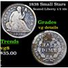 Image 1 : 1838 Small Stars Seated Liberty Half Dime 1/2 10c Grades vg details