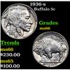 Image 1 : 1936-s Buffalo Nickel 5c Grades GEM+ Unc