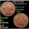 Image 1 : 1802 S-232 Draped Bust Large Cent 1c Grades vg+