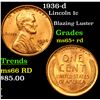 Image 1 : 1936-d Lincoln Cent 1c Grades Gem+ Unc RD