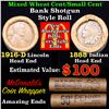 Image 1 : Mixed small cents 1c orig shotgun roll, 1916-d Wheat Cent, 1888 Indian Cent other end, McDonalds Wra