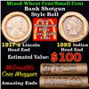 Image 1 : Mixed small cents 1c orig shotgun roll, 1917-s Wheat Cent, 1893 Indian Cent other end, McDonalds Wra