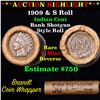 Image 1 : Indian cent 1c orig roll, 1909 end S other end