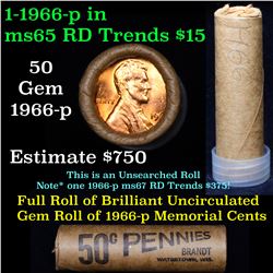 Uncirculated shotgun Lincoln 1c roll, 1966-p 50 pcs Brandt Wrapper