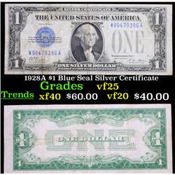 1928A $1 Blue Seal Silver Certificate Grades vf+