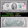 Image 1 : 1976 $2 Federal Reserve Note 1st Day of Issue, with Stamp Berwyn, PA Grades Gem CU
