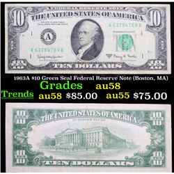 1963A $10 Green Seal Federal Reserve Note (Boston, MA) Grades Choice AU/BU Slider