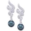 Image 1 : WhiteGold Earrings BLACK PEARL w DIAMONDS #1222879