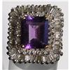 Image 1 : 10ct Estate Emerald cut Amethyst Diamond Ring #1235227