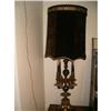 Image 1 : Antique  Lamp French Velvet Shade Marble Base #1242931