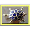 18K GOLD BLUE ENAMEL TORTOISE / TURTLE BROOCH #1262939