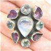 Image 1 : STERLING SILVER Estate MOONSTONE AMETHYST Ring #1284308