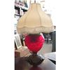 Image 1 : Red Satin Glass Converted Table Lamp c.1890's #1284399