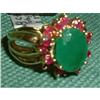 Image 1 : Estate Emerald  Ruby yellow gold ring flower #1284800