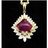 Image 1 : Estate Diamond Ruby Pendant  Gold  Necklace #1284801