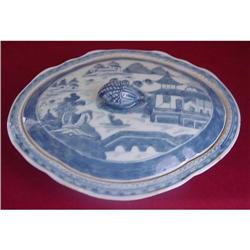 CHINESE EXPORT BLUE CANTON VEGETABLE DISH #1223647