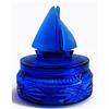 Image 1 : Blue Depression Glass Sailboat Powder Jar #1223841