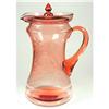 Image 1 : Dunbar Pink Etched Covered Glass Pitcher #1223872