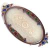 Image 1 : Brass, Lace and Glass Jeweled Dresser Tray #1223935