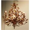 Image 1 : Tole Chandelier With Glass Flowers #1223989