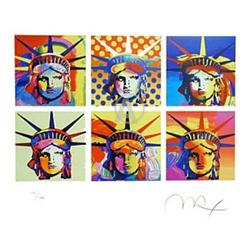 RARE! PETER MAX SIX STATUE OF LIBERTY HAND #1224125