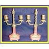 Image 1 : PAIR PINK MARBLE AND GILT METAL CANDELABRA #1224241