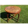 Image 1 : Dutch walnut round table w/glass top #1263153