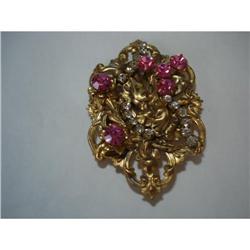 Rose Rhinestone  FloralFiligree Brooch #1272492