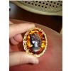 Image 1 : GORGEOUS CAMEO PENDANT/PIN IN GOLD FRAME MARBLE#1272747