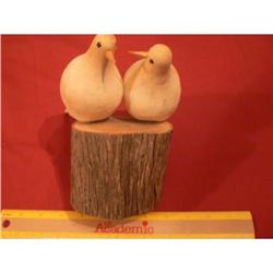 Carved Pair of Wooden Doves #1272833