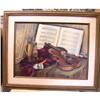 Image 1 : Original Oil on Canvas Still Life Violin #1290124