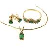 Image 1 : Emerald & Diamond Pendant earing and ring set #1290220