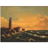 Image 1 : Oil on Canvas New England Coastal Scene #1290303