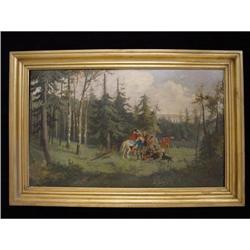  The Boar Hunt , Oil on Canvas - 19th Century, #1224909