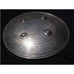 Indian silver inlaid in niello large shield  #1224923